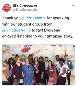 Eli's Cheesecake, Ronda Lee, Chicago Agricultural High School